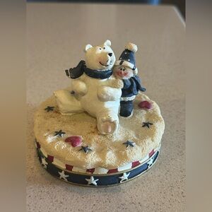 Polar Bear and Snowman Figurine Candle Cover
